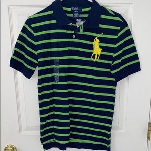 Polo Ralph Lauren Kid’s Navy and Green Striped Shirt